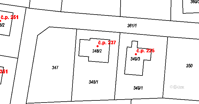 Horky 237, Tábor na parcele st. 348/2 v KÚ Horky u Tábora, Katastrální mapa