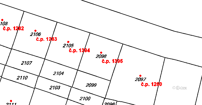 Vinohrady 1395, Praha na parcele st. 2098 v KÚ Vinohrady, Katastrální mapa
