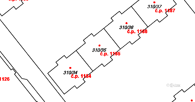 Michle 1185, Praha na parcele st. 310/35 v KÚ Michle, Katastrální mapa