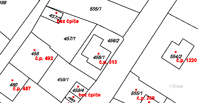 Liberec XIV-Ruprechtice 313, Liberec na parcele st. 456/1 v KÚ Ruprechtice, Katastrální mapa