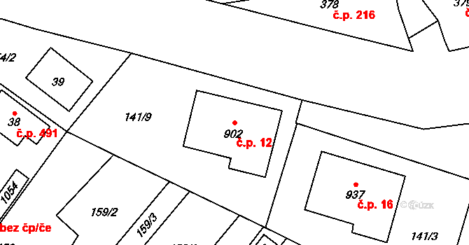 Rokytnice 12, Vsetín na parcele st. 902 v KÚ Rokytnice u Vsetína, Katastrální mapa