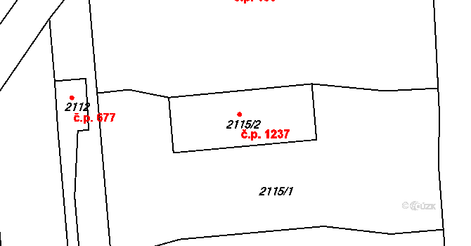 Nýřany 1237 na parcele st. 2115/2 v KÚ Nýřany, Katastrální mapa