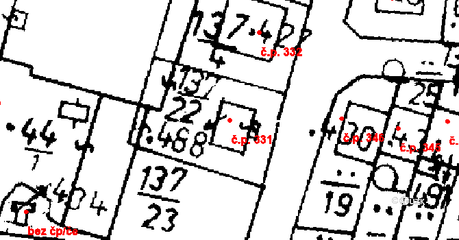 Bernartice 331 na parcele st. 488 v KÚ Bernartice u Milevska, Katastrální mapa