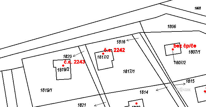 Horní Těrlicko 2242, Těrlicko na parcele st. 1817/2 v KÚ Horní Těrlicko, Katastrální mapa
