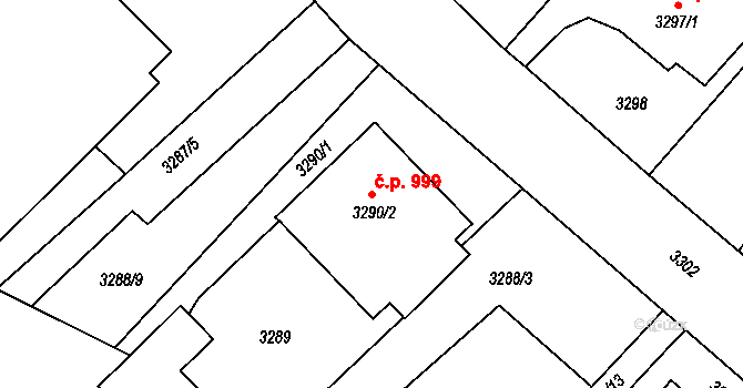 Jablunkov 999 na parcele st. 3290/2 v KÚ Jablunkov, Katastrální mapa