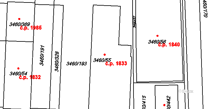Kadaň 1833 na parcele st. 3460/55 v KÚ Kadaň, Katastrální mapa