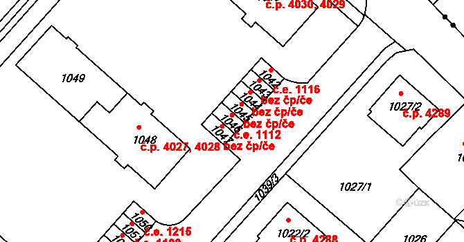 Chomutov 1112 na parcele st. 1046 v KÚ Chomutov II, Katastrální mapa