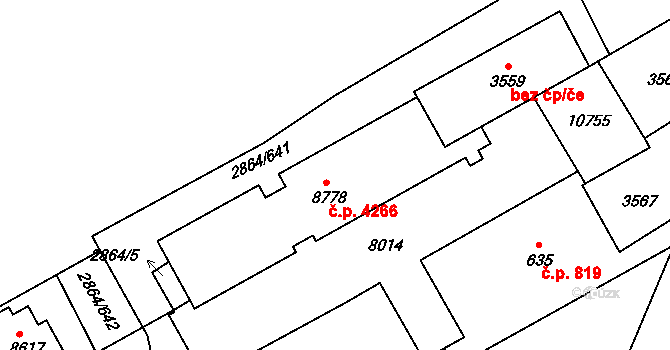 Hodonín 4266 na parcele st. 8778 v KÚ Hodonín, Katastrální mapa