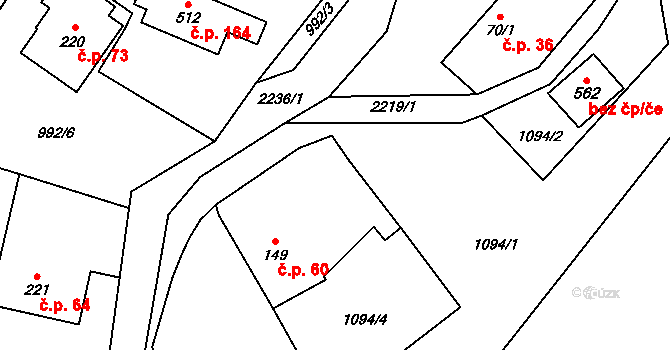 Pecerady 60, Týnec nad Sázavou na parcele st. 149 v KÚ Pecerady, Katastrální mapa