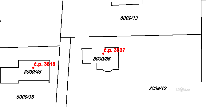 Frýdek 3537, Frýdek-Místek na parcele st. 8009/36 v KÚ Panské Nové Dvory, Katastrální mapa
