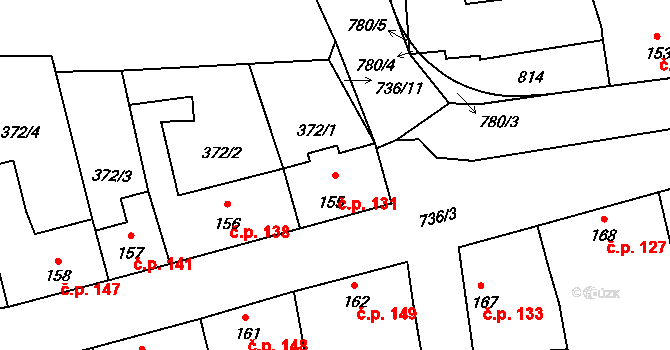 Sedlec 131, Sedlec-Prčice na parcele st. 155 v KÚ Sedlec u Votic, Katastrální mapa