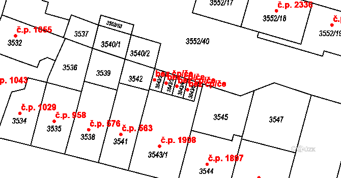 Teplice 39154696 na parcele st. 3543/3 v KÚ Teplice, Katastrální mapa