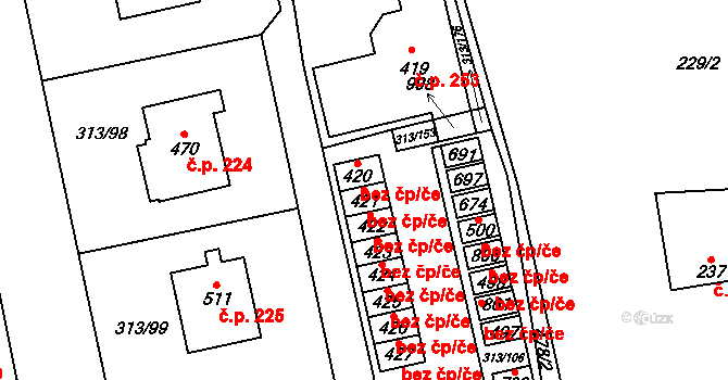 Husinec 39901696 na parcele st. 421 v KÚ Husinec u Řeže, Katastrální mapa