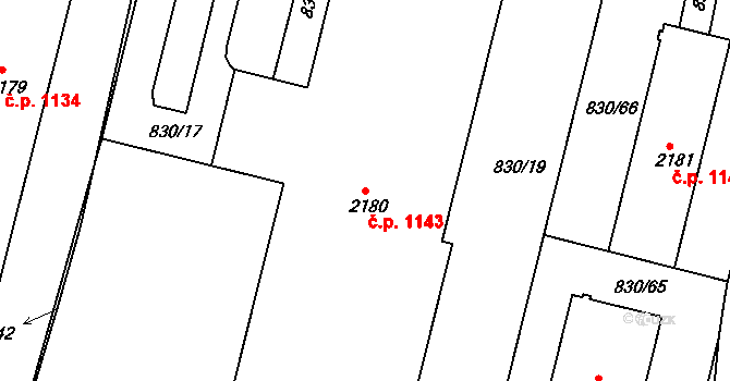 Prachatice II 1143, Prachatice na parcele st. 2180 v KÚ Prachatice, Katastrální mapa