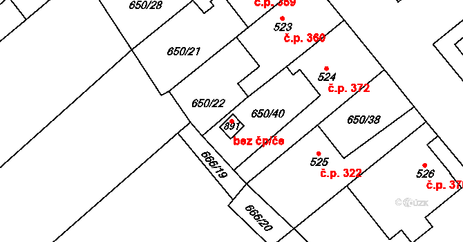 Borohrádek 44245696 na parcele st. 891 v KÚ Borohrádek, Katastrální mapa