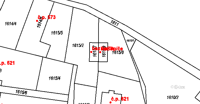 Třinec 46583696 na parcele st. 1615/9 v KÚ Třinec, Katastrální mapa