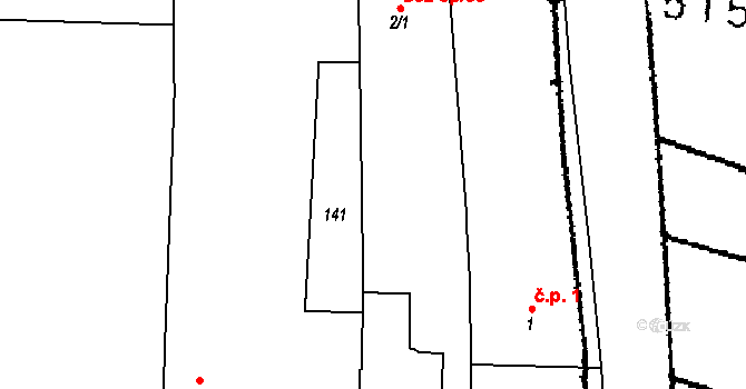 Hodonice 47416696 na parcele st. 2/1 v KÚ Hodonice u Bechyně, Katastrální mapa