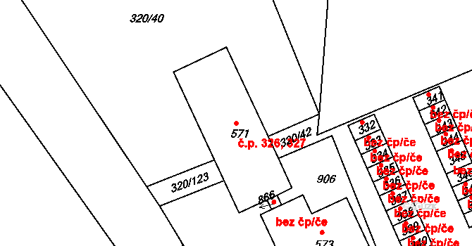 Třemošnice 326,327 na parcele st. 571 v KÚ Třemošnice nad Doubravou, Katastrální mapa
