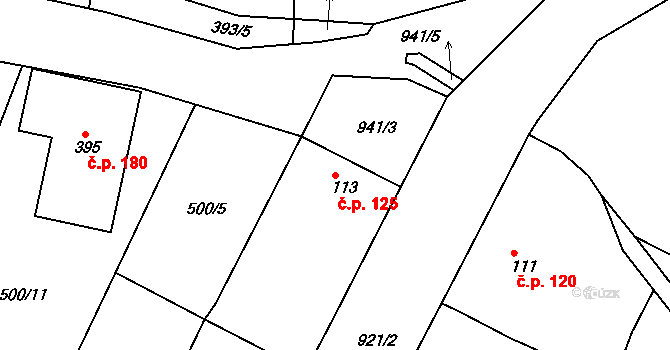 Smrkovice 125, Písek na parcele st. 113 v KÚ Smrkovice, Katastrální mapa