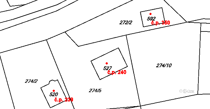 Statenice 240 na parcele st. 527 v KÚ Statenice, Katastrální mapa