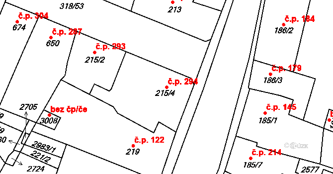 Sušice II 294, Sušice na parcele st. 215/4 v KÚ Sušice nad Otavou, Katastrální mapa