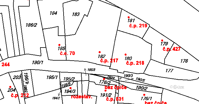 Česká Skalice 217 na parcele st. 182 v KÚ Česká Skalice, Katastrální mapa