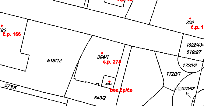 Opatovice nad Labem 275 na parcele st. 384/1 v KÚ Opatovice nad Labem, Katastrální mapa