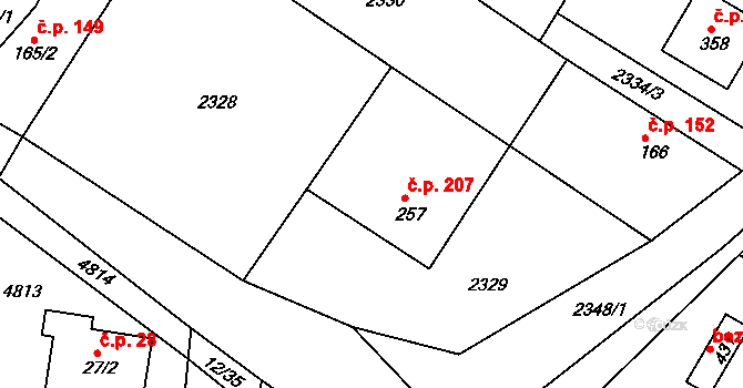 Drnovice 207 na parcele st. 257 v KÚ Drnovice, Katastrální mapa