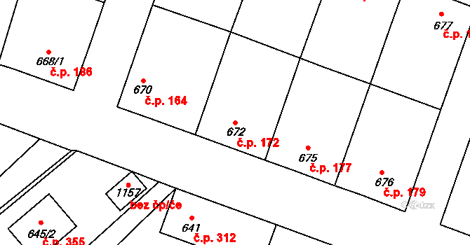 Rynholec 172 na parcele st. 672 v KÚ Rynholec, Katastrální mapa