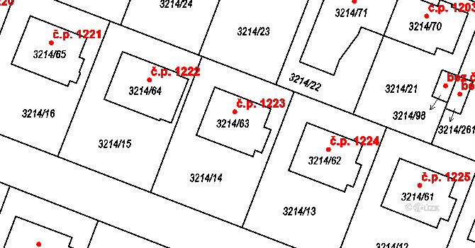 Chotěboř 1223 na parcele st. 3214/63 v KÚ Chotěboř, Katastrální mapa