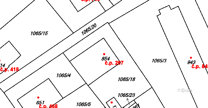 Vamberk 267 na parcele st. 854 v KÚ Vamberk, Katastrální mapa