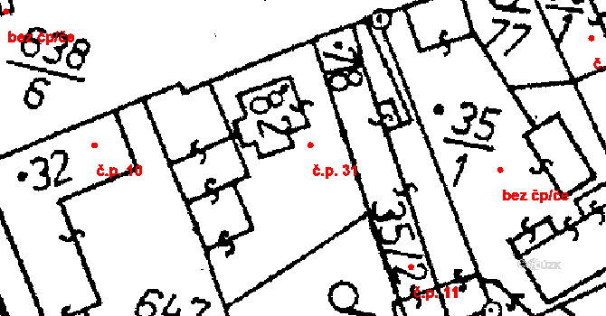 Kozohlody 31, Vlkaneč na parcele st. 82 v KÚ Kozohlody, Katastrální mapa