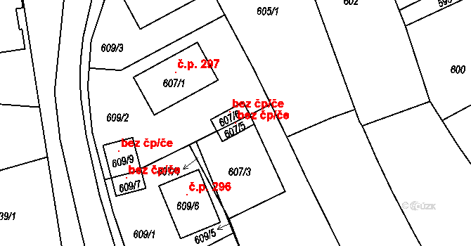Jevišovka 115250697 na parcele st. 607/5 v KÚ Jevišovka, Katastrální mapa