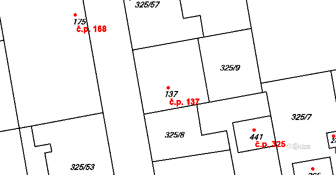 Nehvizdy 137 na parcele st. 137 v KÚ Nehvizdy, Katastrální mapa