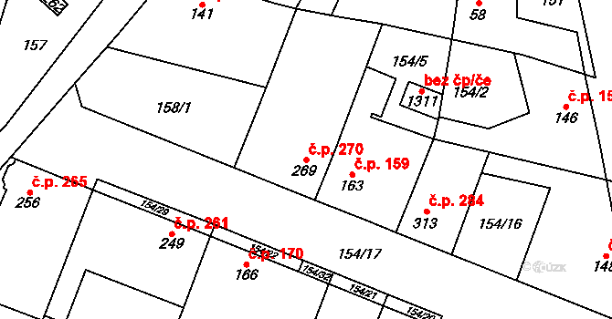 Líbeznice 270 na parcele st. 269 v KÚ Líbeznice, Katastrální mapa