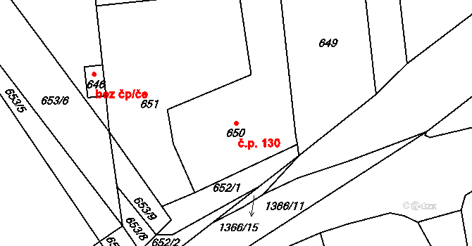 Lety 130 na parcele st. 650 v KÚ Lety u Dobřichovic, Katastrální mapa