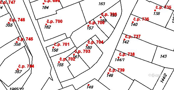 Mistřín 704, Svatobořice-Mistřín na parcele st. 160 v KÚ Mistřín, Katastrální mapa