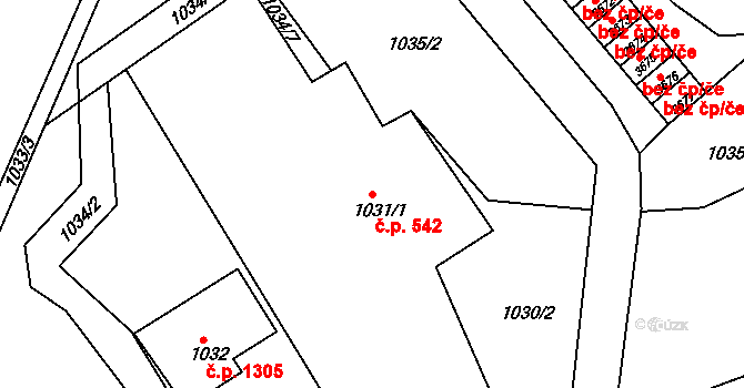 Rýmařov 542 na parcele st. 1031/1 v KÚ Rýmařov, Katastrální mapa