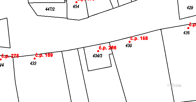 Drahlov 266, Charváty na parcele st. 434/3 v KÚ Charváty, Katastrální mapa