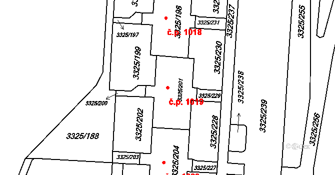 Lutyně 1019, Orlová na parcele st. 3325/201 v KÚ Horní Lutyně, Katastrální mapa