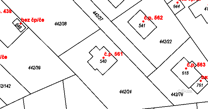 Solanec pod Soláněm 561, Hutisko-Solanec na parcele st. 540 v KÚ Solanec pod Soláněm, Katastrální mapa
