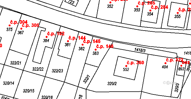 Miletín 146 na parcele st. 383 v KÚ Miletín, Katastrální mapa