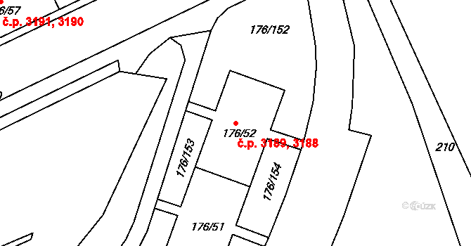 Severní Terasa 3188,3189, Ústí nad Labem na parcele st. 176/52 v KÚ Dobětice, Katastrální mapa
