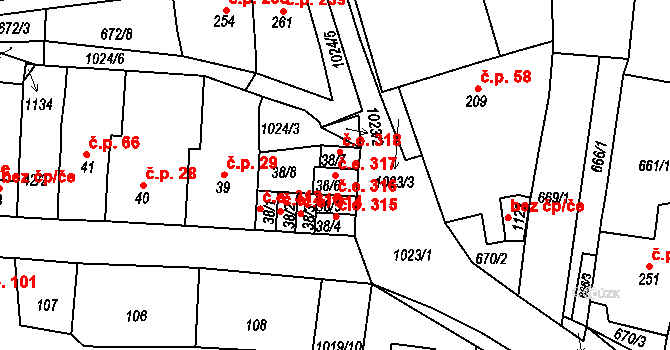 Bohosudov 317, Krupka na parcele st. 38/6 v KÚ Bohosudov, Katastrální mapa