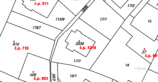 Litovel 1219 na parcele st. 2036 v KÚ Litovel, Katastrální mapa