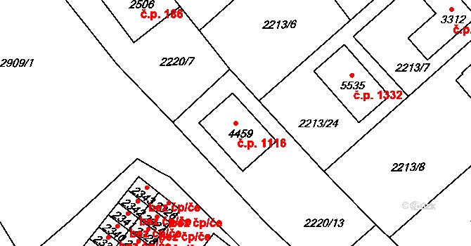 Nové Město 1116, Rokycany na parcele st. 4459 v KÚ Rokycany, Katastrální mapa