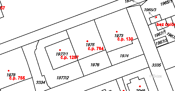 Michle 764, Praha na parcele st. 1975 v KÚ Michle, Katastrální mapa