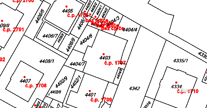 Smíchov 1707, Praha na parcele st. 4403 v KÚ Smíchov, Katastrální mapa