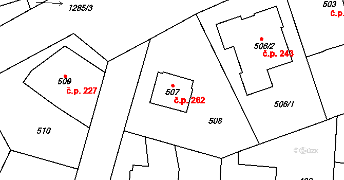 Nebušice 262, Praha na parcele st. 507 v KÚ Nebušice, Katastrální mapa