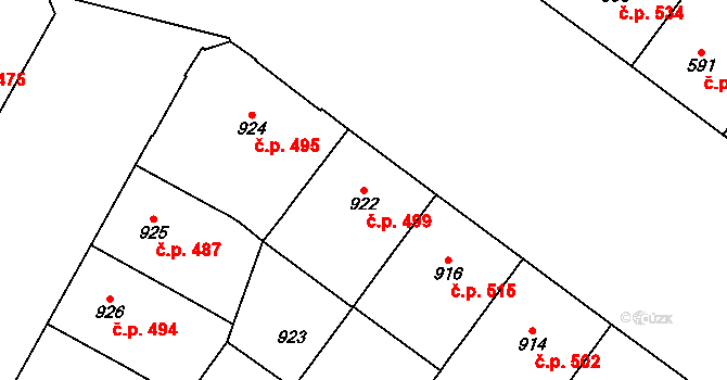 Vršovice 499, Praha na parcele st. 922 v KÚ Vršovice, Katastrální mapa